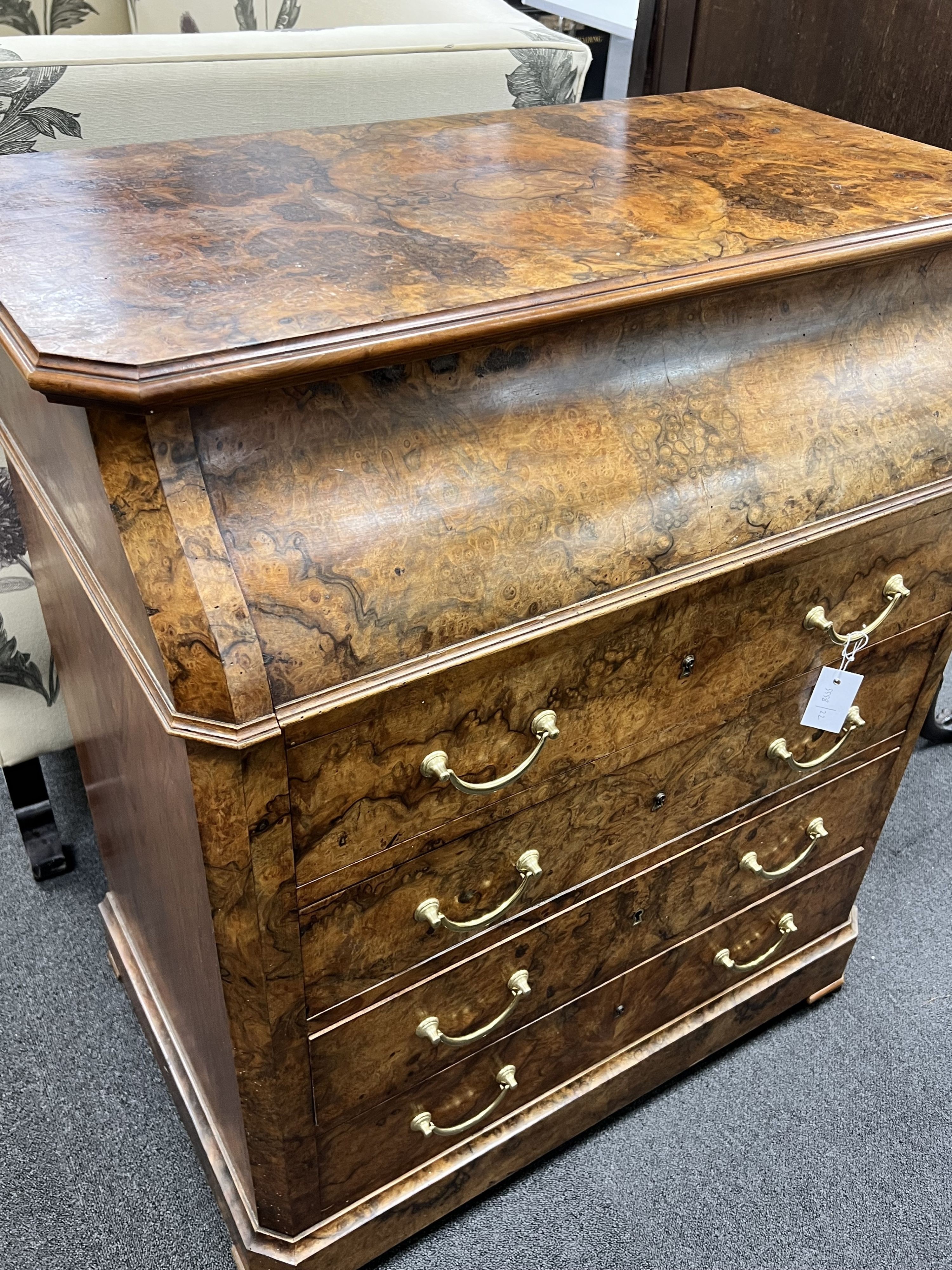 A 19th century French figured walnut washstand, width 86cm depth 50cm height 99cm